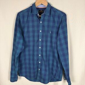 Simon Carter London Green Plaid Slim Fit Shirt 39 / S EUC British Designer